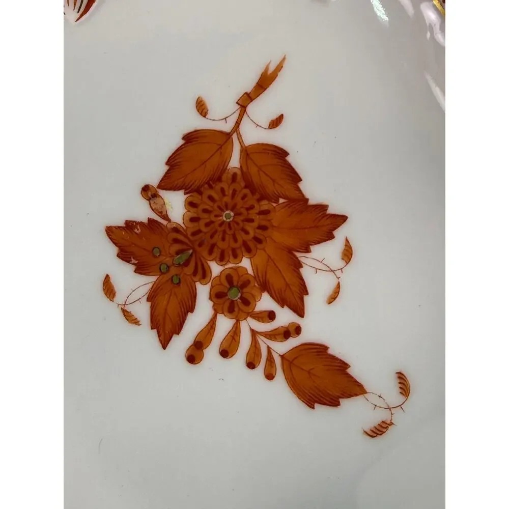 Herend‎ Hungary Chinese Bouquet Rust Leaf Dish Hand Painted Porcelain 7753
